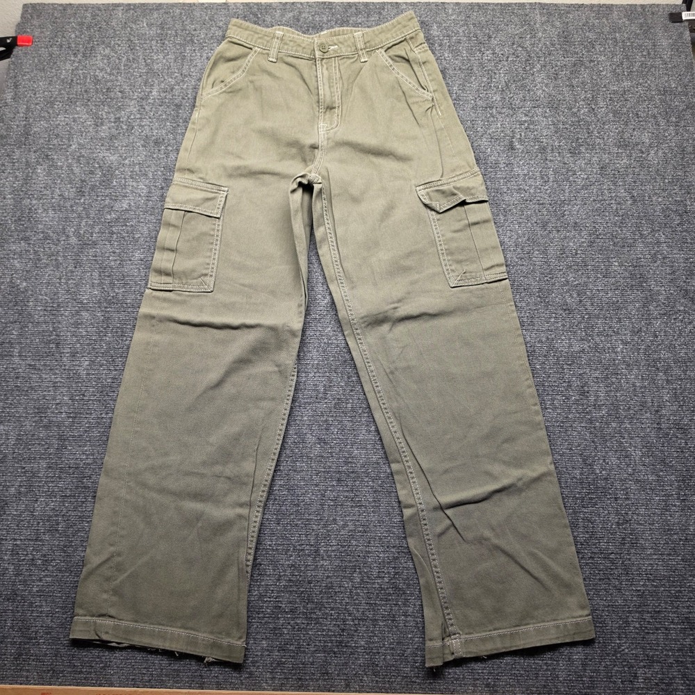 H&M Divided Olive Green Cargo Pants Womens 4 High Waist Wide Leg Utility Streetw